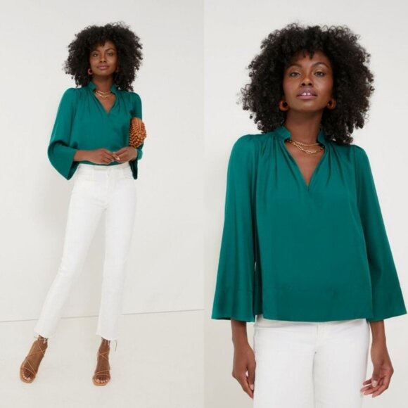 Pomander Place Rosemary Phillipa Emerald Green Blouse Size Small - Picture 2 of 9